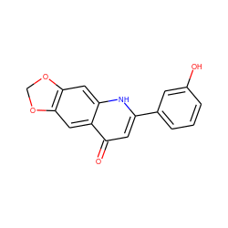 O=c1cc(-c2cccc(O)c2)[nH]c2cc3c(cc12)OCO3 ZINC000005580723