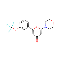 O=c1cc(-c2cccc(OC(F)(F)F)c2)oc(N2CCOCC2)c1 ZINC000101077908