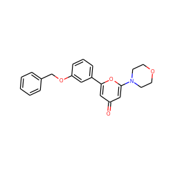 O=c1cc(-c2cccc(OCc3ccccc3)c2)oc(N2CCOCC2)c1 ZINC000101078672