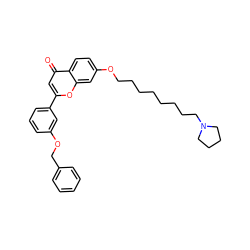 O=c1cc(-c2cccc(OCc3ccccc3)c2)oc2cc(OCCCCCCCCN3CCCC3)ccc12 ZINC000653779515