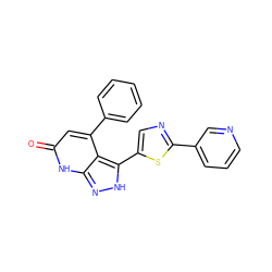 O=c1cc(-c2ccccc2)c2c(-c3cnc(-c4cccnc4)s3)[nH]nc2[nH]1 ZINC000263620471