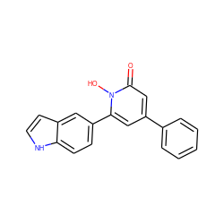 O=c1cc(-c2ccccc2)cc(-c2ccc3[nH]ccc3c2)n1O ZINC000095563838