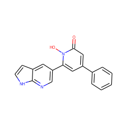 O=c1cc(-c2ccccc2)cc(-c2cnc3[nH]ccc3c2)n1O ZINC000095559072