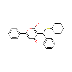 O=c1cc(-c2ccccc2)oc(O)c1[C@H](SC1CCCCC1)c1ccccc1 ZINC000101368332