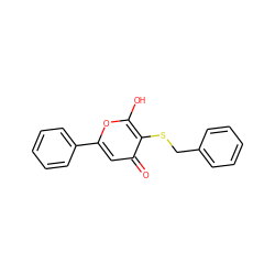 O=c1cc(-c2ccccc2)oc(O)c1SCc1ccccc1 ZINC000100761790