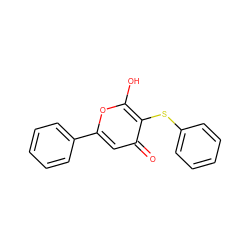 O=c1cc(-c2ccccc2)oc(O)c1Sc1ccccc1 ZINC000100889100