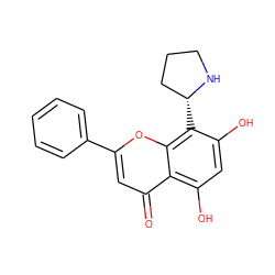 O=c1cc(-c2ccccc2)oc2c([C@@H]3CCCN3)c(O)cc(O)c12 ZINC000084663385