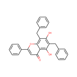 O=c1cc(-c2ccccc2)oc2c(Cc3ccccc3)c(O)c(Cc3ccccc3)c(O)c12 ZINC000013558405