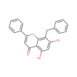 O=c1cc(-c2ccccc2)oc2c(Cc3ccccc3)c(O)cc(O)c12 ZINC000013558404