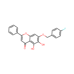 O=c1cc(-c2ccccc2)oc2cc(OCc3ccc(F)cc3)c(O)c(O)c12 ZINC000169351466