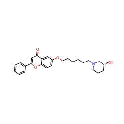 O=c1cc(-c2ccccc2)oc2ccc(OCCCCCCN3CCC[C@@H](O)C3)cc12 ZINC000013454346