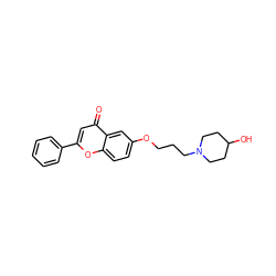 O=c1cc(-c2ccccc2)oc2ccc(OCCCN3CCC(O)CC3)cc12 ZINC000012356249