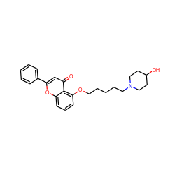 O=c1cc(-c2ccccc2)oc2cccc(OCCCCCN3CCC(O)CC3)c12 ZINC000012356339