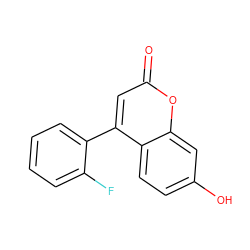 O=c1cc(-c2ccccc2F)c2ccc(O)cc2o1 ZINC000072116575