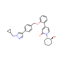 O=c1cc(-c2ccccc2OCc2ccc(-c3cnn(CC4CC4)c3)cc2)ccn1[C@H]1CCCC[C@@H]1O ZINC000653690508