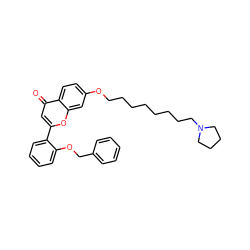 O=c1cc(-c2ccccc2OCc2ccccc2)oc2cc(OCCCCCCCCN3CCCC3)ccc12 ZINC000653779511