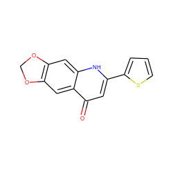 O=c1cc(-c2cccs2)[nH]c2cc3c(cc12)OCO3 ZINC000005581238