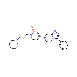 O=c1cc(-c2ccn3c(-c4ccccc4)cnc3c2)ccn1CCCN1CCCCC1 ZINC000003819300