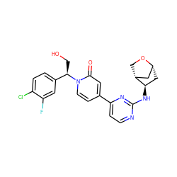 O=c1cc(-c2ccnc(N[C@@H]3C[C@@H]4C[C@H]3CO4)n2)ccn1[C@H](CO)c1ccc(Cl)c(F)c1 ZINC000169701513