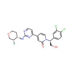 O=c1cc(-c2ccnc(N[C@H]3CCOC[C@H]3F)n2)ccn1[C@H](CO)c1ccc(Cl)c(Cl)c1 ZINC000169701506