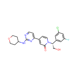 O=c1cc(-c2ccnc(NC3CCOCC3)n2)ccn1[C@@H](CO)c1cc(F)cc(Cl)c1 ZINC000169701517