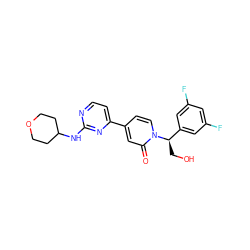 O=c1cc(-c2ccnc(NC3CCOCC3)n2)ccn1[C@H](CO)c1cc(F)cc(F)c1 ZINC000169701516