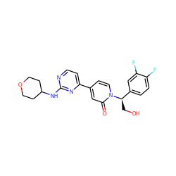 O=c1cc(-c2ccnc(NC3CCOCC3)n2)ccn1[C@H](CO)c1ccc(F)c(F)c1 ZINC000145040013