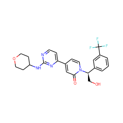 O=c1cc(-c2ccnc(NC3CCOCC3)n2)ccn1[C@H](CO)c1cccc(C(F)(F)F)c1 ZINC000206008092