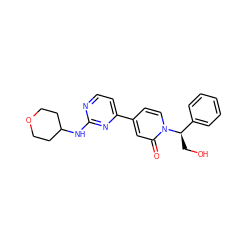 O=c1cc(-c2ccnc(NC3CCOCC3)n2)ccn1[C@H](CO)c1ccccc1 ZINC000223540409