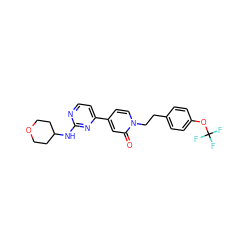 O=c1cc(-c2ccnc(NC3CCOCC3)n2)ccn1CCc1ccc(OC(F)(F)F)cc1 ZINC000169701521