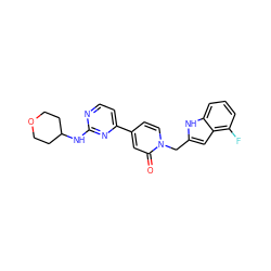 O=c1cc(-c2ccnc(NC3CCOCC3)n2)ccn1Cc1cc2c(F)cccc2[nH]1 ZINC000169701528