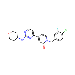 O=c1cc(-c2ccnc(NC3CCOCC3)n2)ccn1Cc1ccc(Cl)c(F)c1 ZINC000144888578