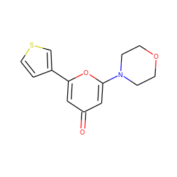 O=c1cc(-c2ccsc2)oc(N2CCOCC2)c1 ZINC000101075924