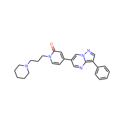 O=c1cc(-c2cnc3c(-c4ccccc4)cnn3c2)ccn1CCCN1CCCCC1 ZINC000000589353