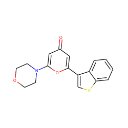 O=c1cc(-c2csc3ccccc23)oc(N2CCOCC2)c1 ZINC000101122251