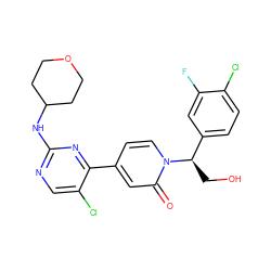 O=c1cc(-c2nc(NC3CCOCC3)ncc2Cl)ccn1[C@H](CO)c1ccc(Cl)c(F)c1 ZINC000145016906