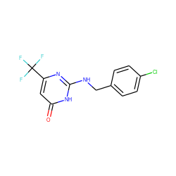 O=c1cc(C(F)(F)F)nc(NCc2ccc(Cl)cc2)[nH]1 ZINC000028370627