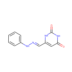 O=c1cc(C=NNc2ccccc2)[nH]c(=O)[nH]1 ZINC000004946625