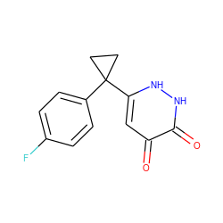 O=c1cc(C2(c3ccc(F)cc3)CC2)[nH][nH]c1=O ZINC000205739384