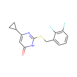 O=c1cc(C2CC2)nc(SCc2cccc(F)c2F)[nH]1 ZINC000299836089