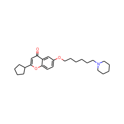 O=c1cc(C2CCCC2)oc2ccc(OCCCCCCN3CCCCC3)cc12 ZINC000013454468