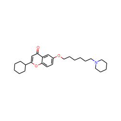 O=c1cc(C2CCCCC2)oc2ccc(OCCCCCCN3CCCCC3)cc12 ZINC000013454472