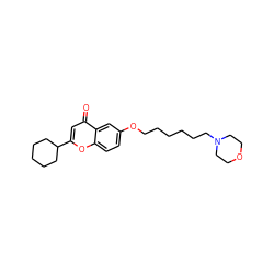 O=c1cc(C2CCCCC2)oc2ccc(OCCCCCCN3CCOCC3)cc12 ZINC000013454458