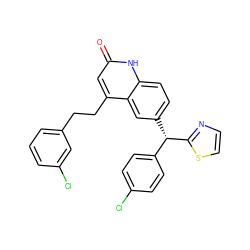 O=c1cc(CCc2cccc(Cl)c2)c2cc([C@@H](c3ccc(Cl)cc3)c3nccs3)ccc2[nH]1 ZINC001772657427