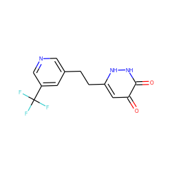 O=c1cc(CCc2cncc(C(F)(F)F)c2)[nH][nH]c1=O ZINC000205762189