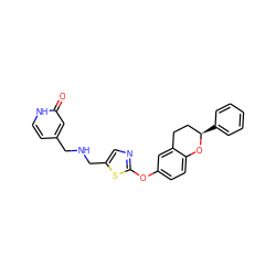 O=c1cc(CNCc2cnc(Oc3ccc4c(c3)CC[C@@H](c3ccccc3)O4)s2)cc[nH]1 ZINC000145472943