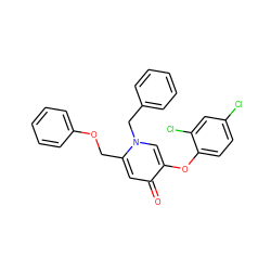 O=c1cc(COc2ccccc2)n(Cc2ccccc2)cc1Oc1ccc(Cl)cc1Cl ZINC000141752725