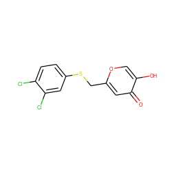 O=c1cc(CSc2ccc(Cl)c(Cl)c2)occ1O ZINC000096272005