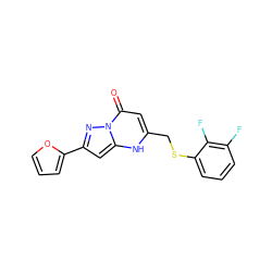 O=c1cc(CSc2cccc(F)c2F)[nH]c2cc(-c3ccco3)nn12 ZINC000043195973