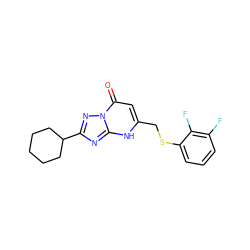 O=c1cc(CSc2cccc(F)c2F)[nH]c2nc(C3CCCCC3)nn12 ZINC000103224599